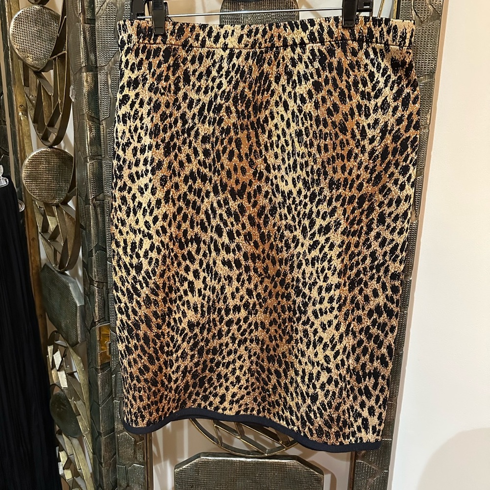 St John Collection Leopard Print Women's Skirt. Sz 14